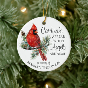 Memorial Cardinals Appear When Angels Are Near Ceramic Ornament