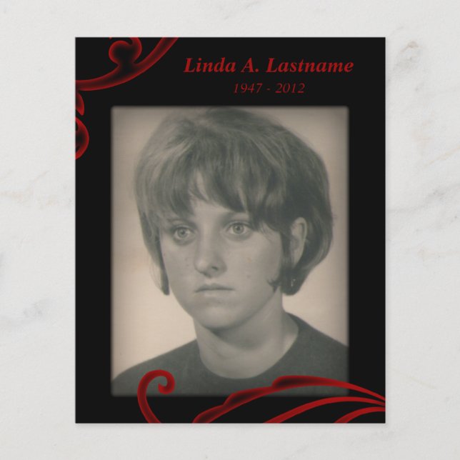 memorial cards red flourish (Front)