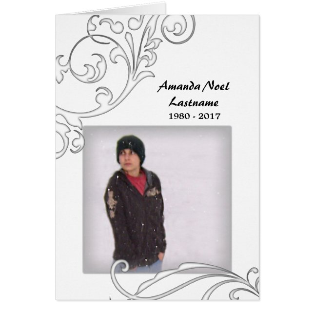 memorial cards : white flourish (Front)