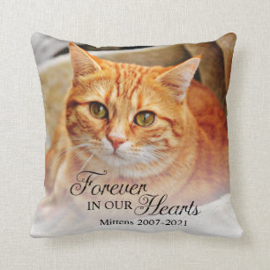 Memorial Cat Photo Forever In Our Hearts Cushion