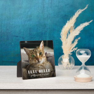 Memorial Cat Photo Pawprints On My Heart Plaque