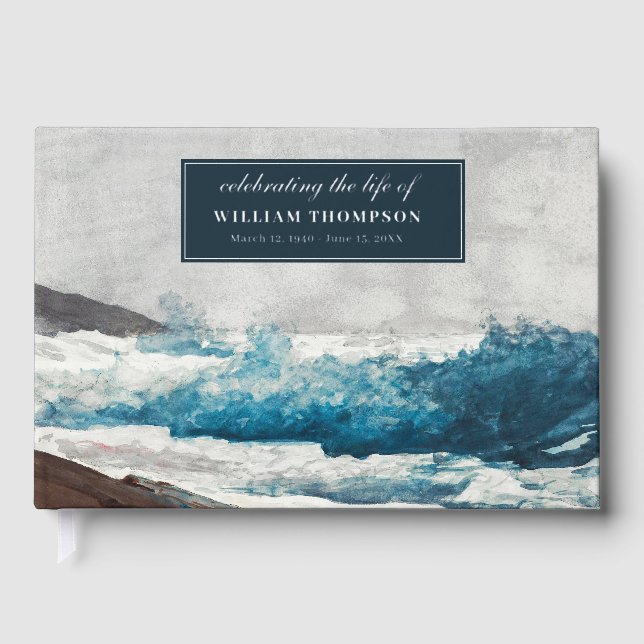 Memorial Celebrating Life Of Funeral Beach Nature Guest Book (Front)