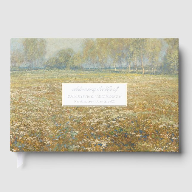 Memorial Celebrating Life Of Funeral Flower Fields Guest Book (Front)