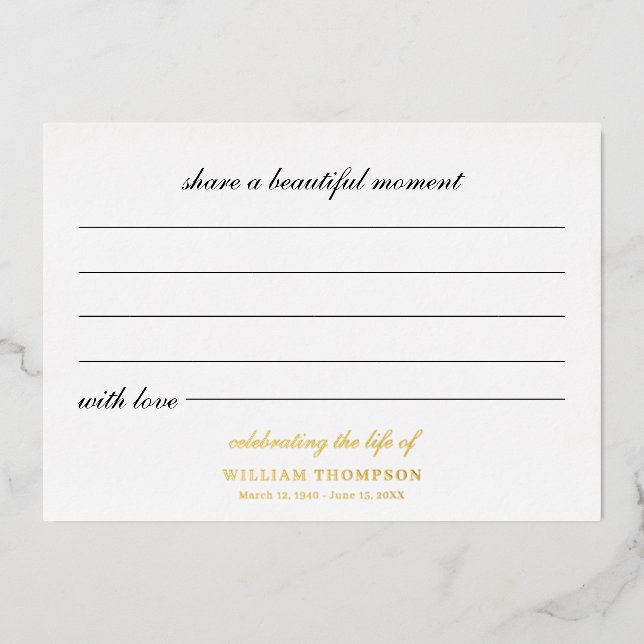 Memorial Celebrating Life Of Funeral Keepsake Gold (Front)