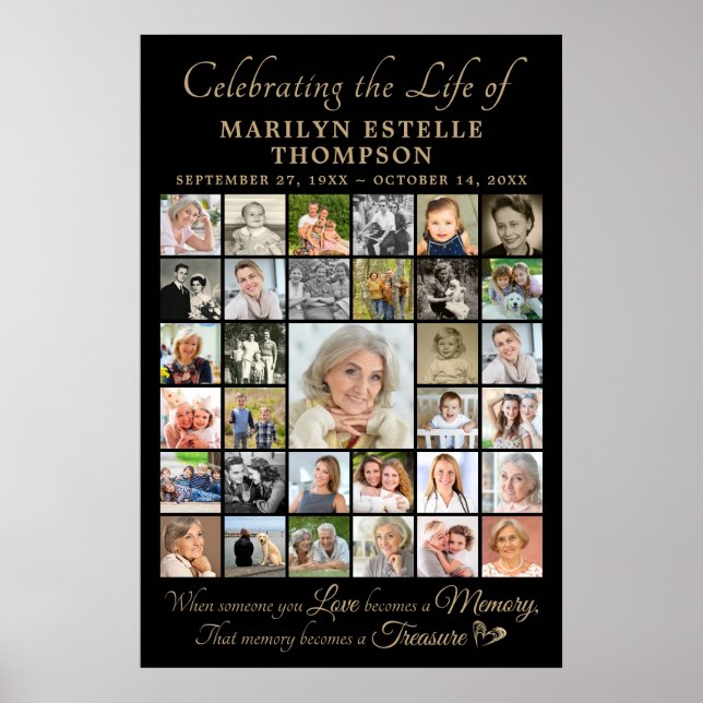 Memorial Celebrating Life Quote 33 Photo Collage Poster (Front)