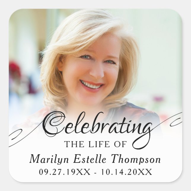 Memorial CELEBRATING THE LIFE OF Photo Square Sticker (Front)