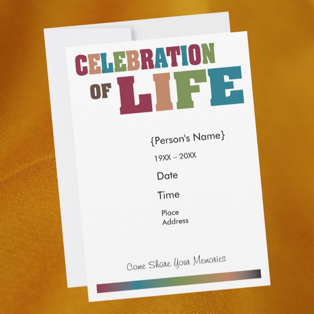Memorial Celebration of Life - colourful Invitation (Creator Uploaded)