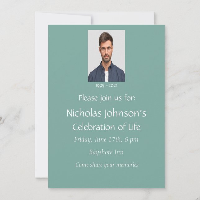 Memorial Celebration of Life Custom Kingfisher Invitation (Back)