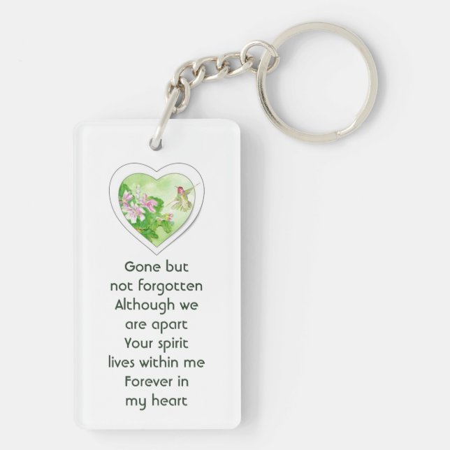 Memorial, Celebration of Life, Hummingbird Key Ring (Back)
