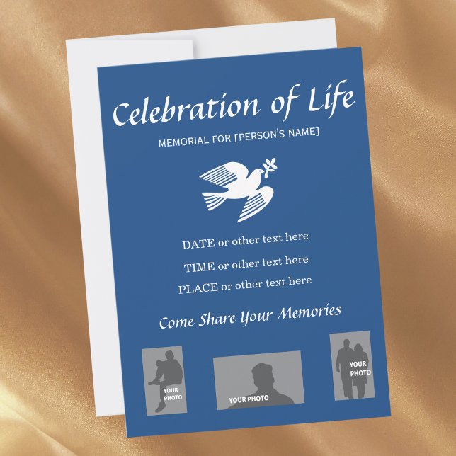 Memorial Celebration of Life Peace Dove invitation