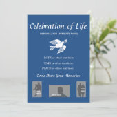 Memorial Celebration of Life Peace Dove invitation (Standing Front)