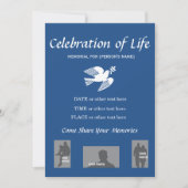 Memorial Celebration of Life Peace Dove invitation (Front)