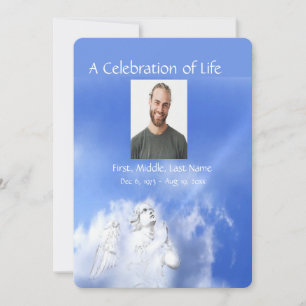 Memorial Celebration of Life Service Angel Praying Invitation