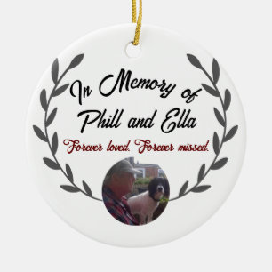 Memorial ceramic circle with custom photo & text c ornament