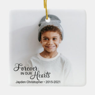 Memorial Child Photo Forever In Our Hearts Ceramic Ornament