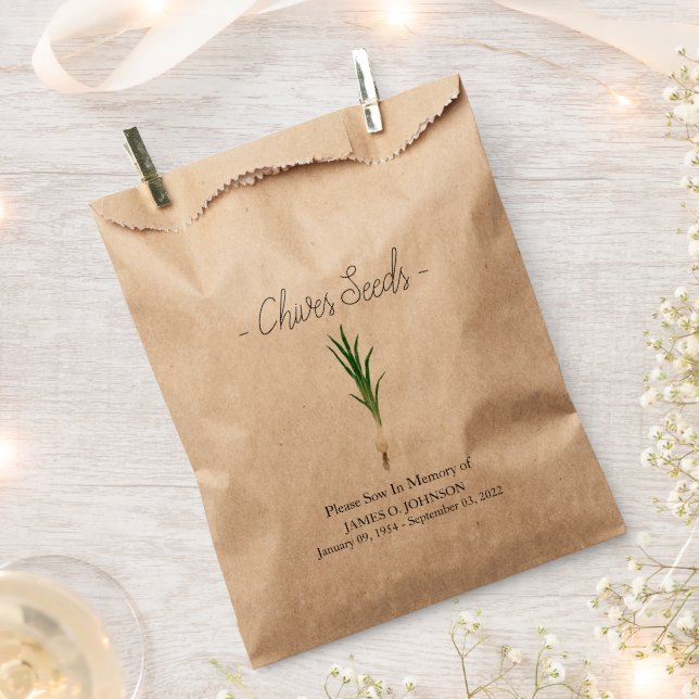 Memorial Chives Seed Funeral Favour Bag (Clipped)