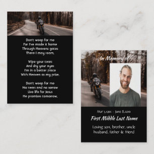 Memorial Christian Custom Photo Motorcycle Biker Business Card