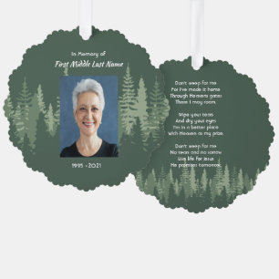 Memorial Christian Wilderness Forest Trees Tree Decoration Card