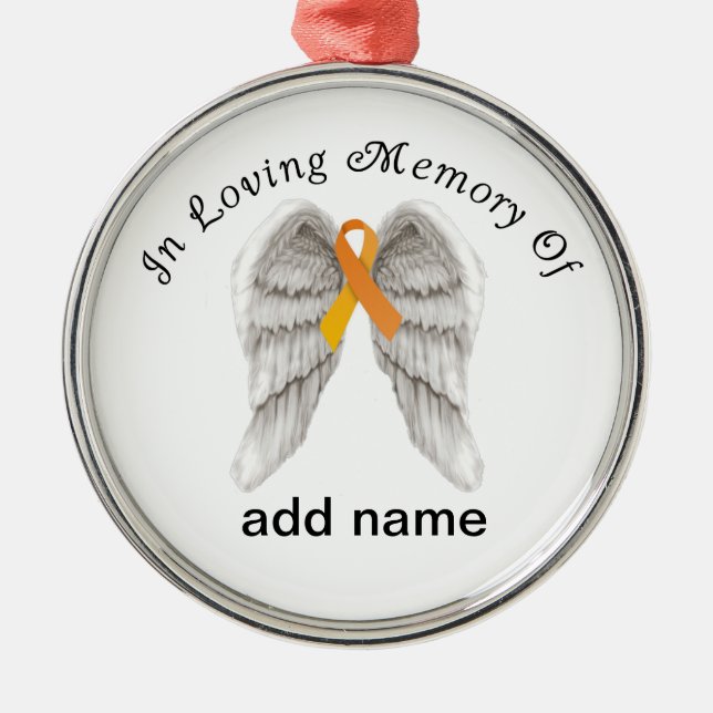 Memorial Christmas Ornament Orange  Ribbon (Front)