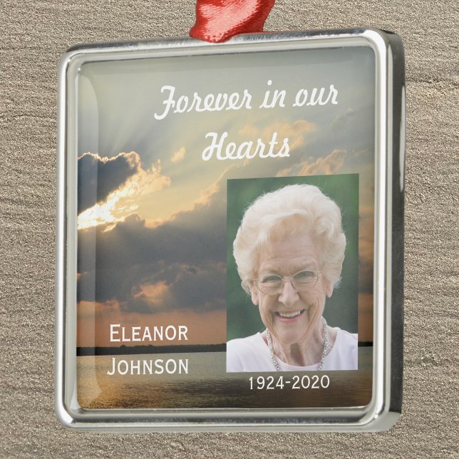 Memorial Christmas Ornaments Sunset with Photo (Creator Uploaded)