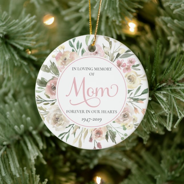 Memorial Christmas Photo Ornament for Mum - Pink (Tree)