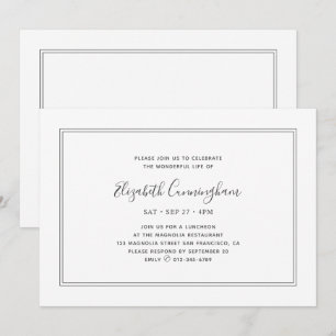 Memorial Classic Simple Chic Elegant Frame Invitation
