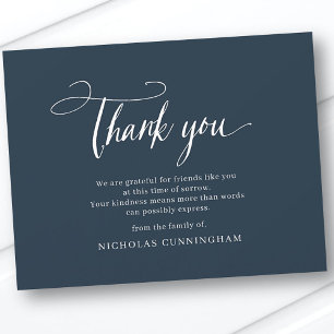 Memorial Classic Simple Cursive Typography Thank You Card