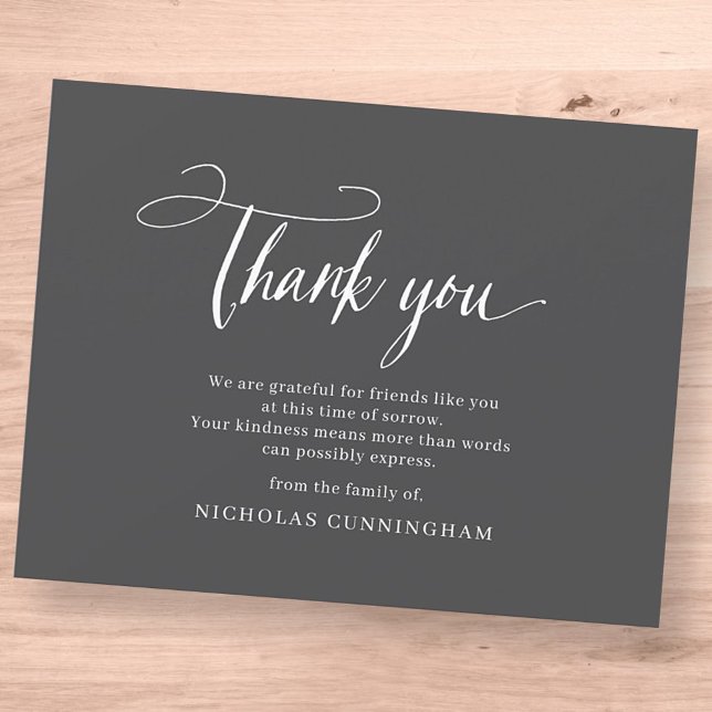 Memorial Classic Simple Cursive Typography Thank You Card (Creator Uploaded)