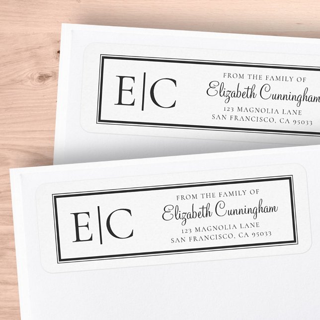 Memorial Classic Simple Monogram Return Address Label (Creator Uploaded)
