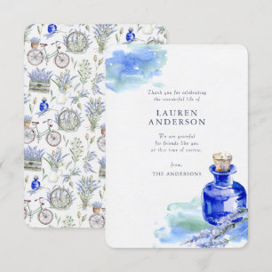 Memorial Country Rustic Lavender Floral Botanicals Thank You Card
