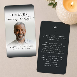 Memorial Cross Forever Hearts Photo Prayer Card
