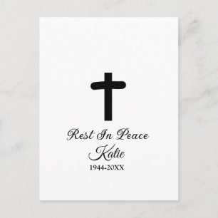 memorial cross rest in peace add name year date postcard