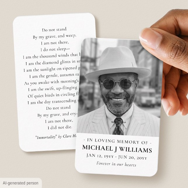 Memorial Custom Photo Mini Size Funeral Card (Creator Uploaded)