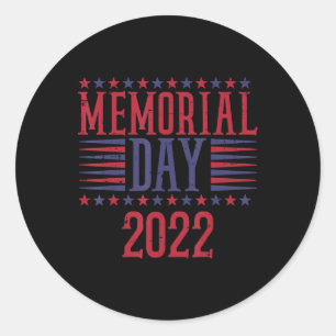 Memorial Day 2022 Vintage Patriotic Veteran Men Wo Classic Round Sticker