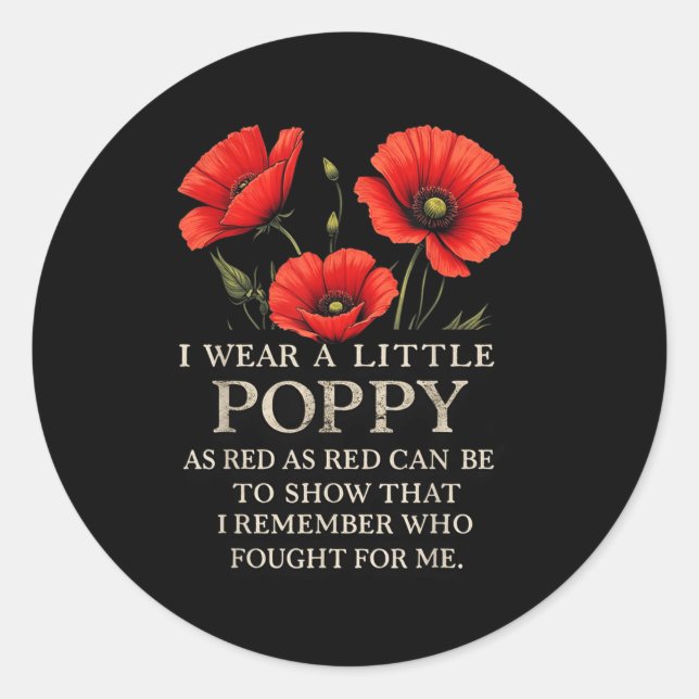 Memorial Day 2025 Usa Memorial Veterans Day Red Po Classic Round Sticker (Front)