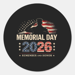 Memorial Day 2026 Family Patriotic Military Classic Round Sticker