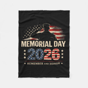 Memorial Day 2026 Family Patriotic Military Fleece Blanket