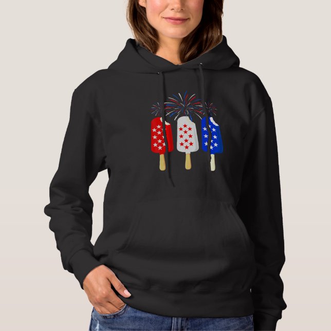 Memorial Day 4th Of July Holiday Patriotic Ice Cre Hoodie (Front)