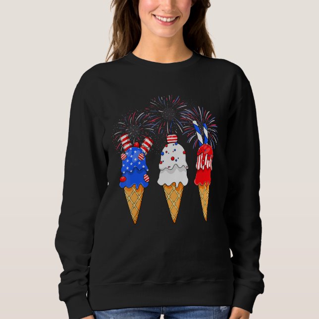 Memorial Day 4th Of July Holiday Patriotic Ice Cre Sweatshirt (Front)
