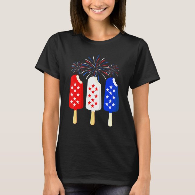 Memorial Day 4th Of July Holiday Patriotic Ice Cre T-Shirt (Front)
