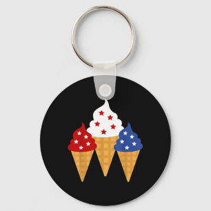 Memorial Day 4th of July Holiday Patriotic Ice Key Ring