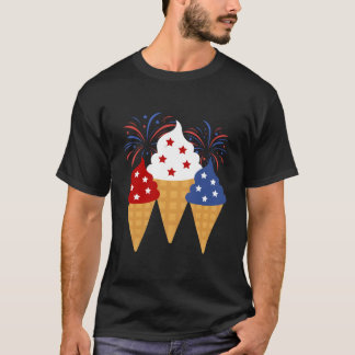 Memorial Day 4Th Of July Patriotic Ice Cream Cones T-Shirt
