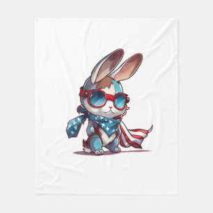Memorial Day, 4th of July patriotic usa flag rabbi Fleece Blanket