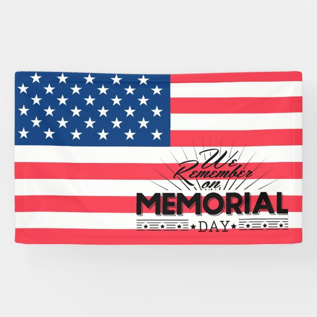 Memorial Day  America Flag and Typography Banner (Horizontal)