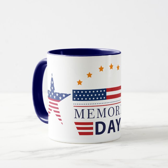 Memorial Day American Flag Stars Patriotic Combo Mug (Front Left)