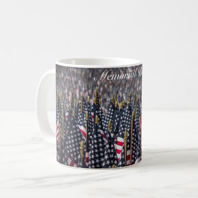 Memorial Day American Flags Coffee Mug (Front Left)