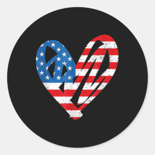 Memorial Day & 4th July Partiotic Heart Classic Round Sticker
