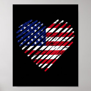 Memorial Day &amp; 4th July Partiotic Heart,mens Poster