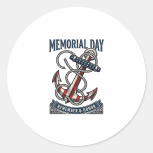 Memorial Day Anchor Remember Honor Vintage Shirt_1 Classic Round Sticker