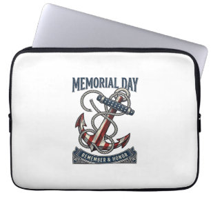 Memorial Day Anchor Remember Honor Vintage Shirt_1 Laptop Sleeve